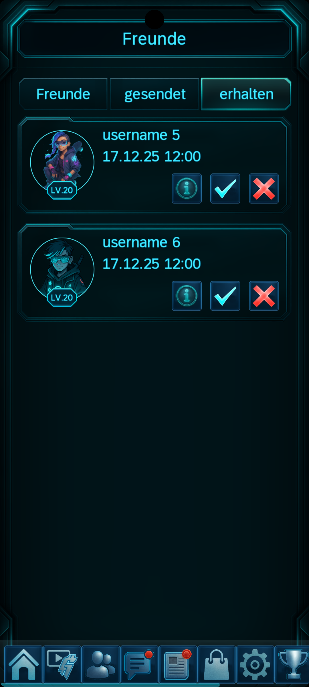 Sieh von wem du eine Freundschaftsanfrage erhalten hast
