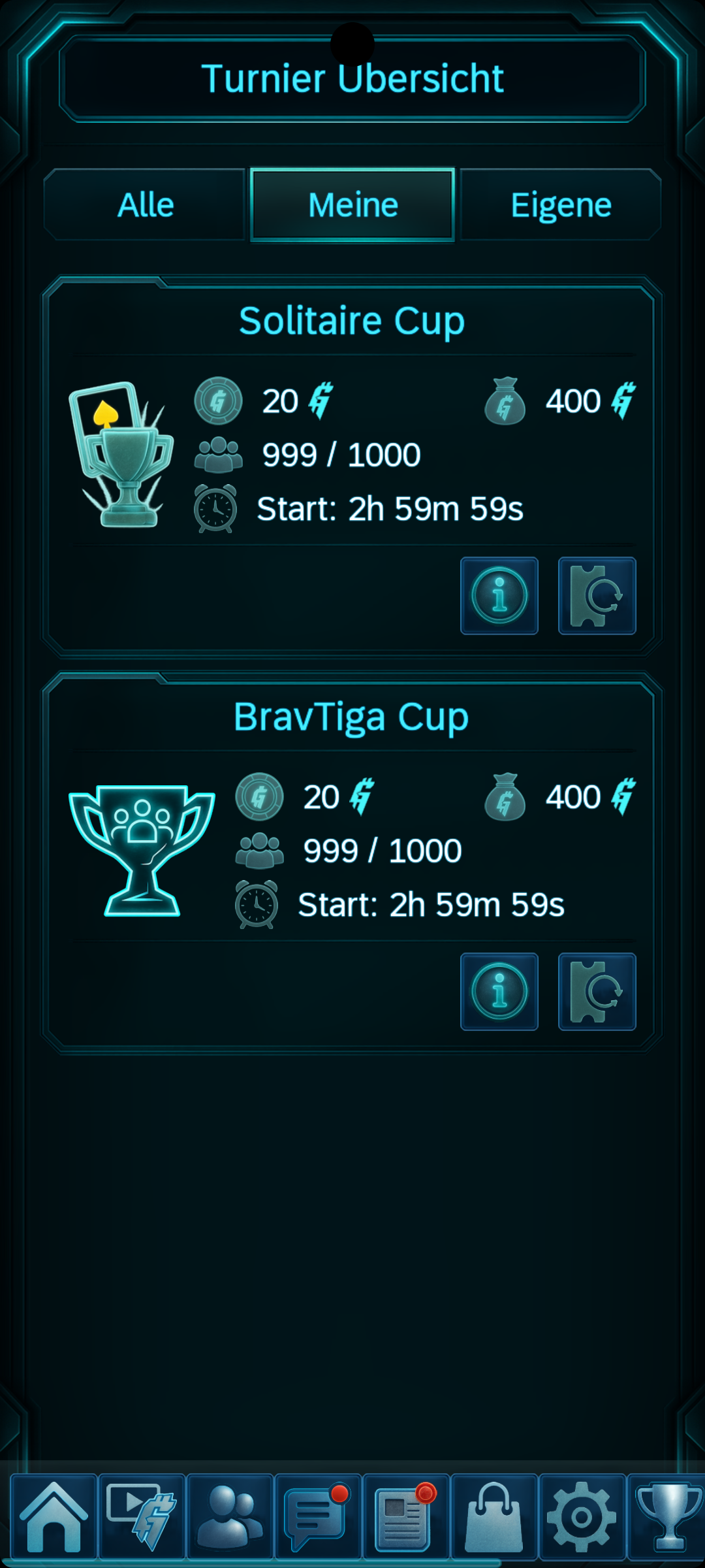 Nimm an Turnieren teil